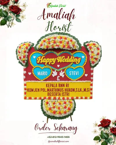 Karangan Papan Bunga Pernikahan di Wonokromo